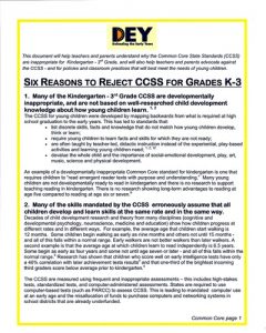 six reasons to reject the common core standards