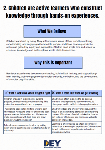 Infographic on children's active learning, contrasting effective hands-on experiences versus passive, isolated activities, with emphasis on inquiry, engagement, and cognitive skill development. Infographic on children's active learning, contrasting effective hands-on experiences versus passive, isolated activities, with emphasis on inquiry, engagement, and cognitive skill development.