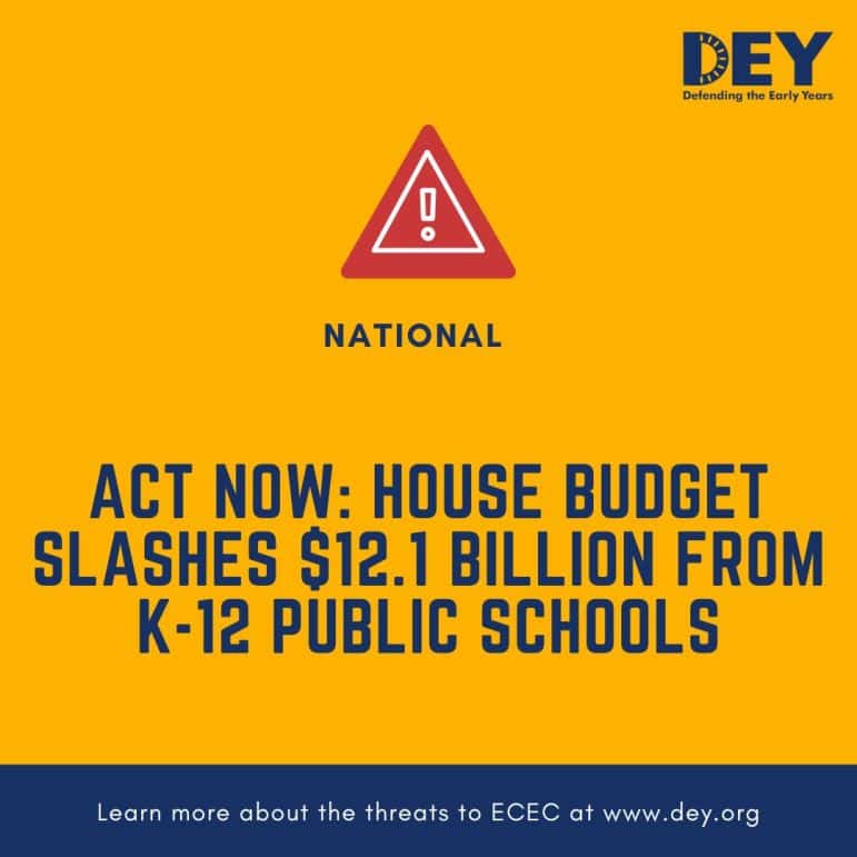 Yellow graphic with a red warning symbol and the message: 