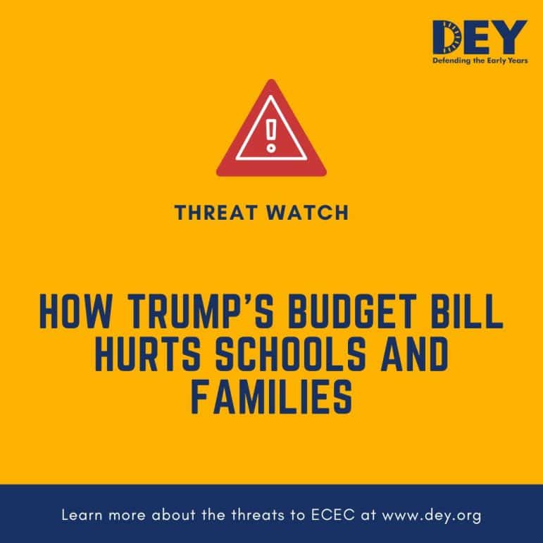 Yellow graphic with a warning icon and the text: 